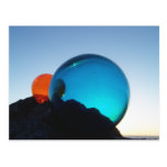 Floats blue and orange postcard