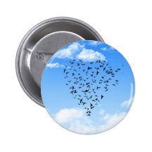 Flock of Birds Love Heart Button