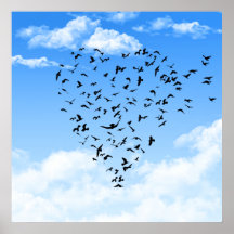 Flock of Birds Love Heart poster print