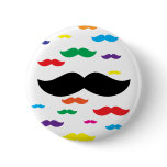 flock of moustache RAINBOW Pinback Buttons