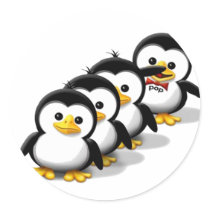 Flock of Penguins Round Stickers