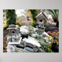 Flock of Rustic Birdhouses Poster