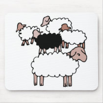 flock of sheep with black sheep mouse mats