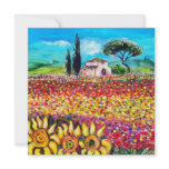 FLORA IN TUSCANY, bright red pink yellow blue invitations