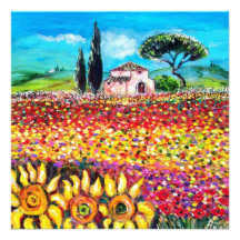 FLORA IN TUSCANY/ Fields ,Poppies and Sunflowers Personalized Announcement