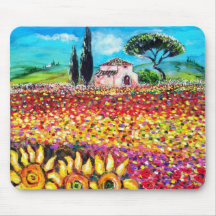 FLORA IN TUSCANY/ Fields ,Poppies and Sunflowers Mousepad