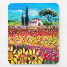 FLORA IN TUSCANY/ Fields ,Poppies and Sunflowers Mouse Pads
