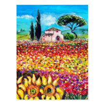 FLORA IN TUSCANY/ Fields ,Poppies and Sunflowers Postcards