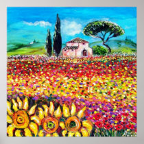 FLORA IN TUSCANY/ Fields ,Poppies and Sunflowers Posters