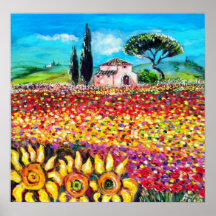 FLORA IN TUSCANY/ Fields ,Poppies and Sunflowers Posters