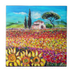 FLORA IN TUSCANY/ Fields ,Poppies and Sunflowers Tiles
