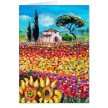 FLORA IN TUSCANY Poppies and Sunflowers Greeting Card