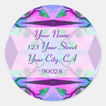 Floral Abstract Address Labels Round Stickers