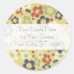Floral Address Seal Round Sticker