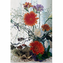 Floral arrangement in glass vase photo sculpture