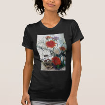 Floral arrangement in glass vase tshirts