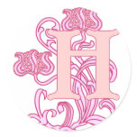 Floral Art Nouveau Monogram Sticker