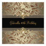 Floral Black Coffee Pearl chain 40th Birthday Custom Announcement
