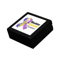 Floral Bladder Cancer Awareness Ribbon Keepsake Box
