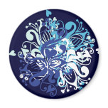 Floral Blue Fridge Magnet