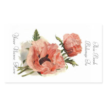 Floral Bookplate Rectangle Stickers