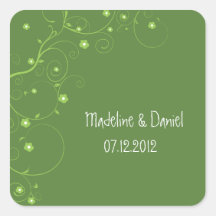Floral Branch- Save the date labels(d.green) Sticker