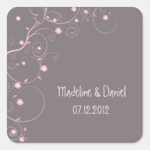 Floral Branch- Save the date labels(pink) Stickers