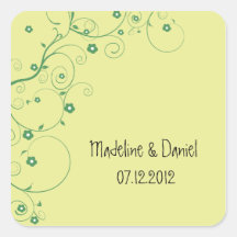 Floral Branch- Save the date labels(yellow) Sticker