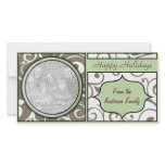 Floral Christmas Happy Holiday Elegant Green Brown photo cards