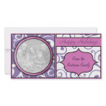 Floral Christmas Happy Holiday Elegant Pink Purple photo cards