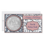 Floral Christmas Happy Holidays Elegant Blue Pink photo cards