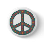 Floral Christmas Peace Wreath Button