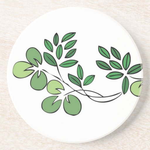 Floral coaster green leaves design