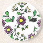 Floral coaster purple flowers design