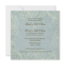Floral Cottage by the Sea Shell Beachy Wedding Invite