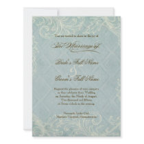 Floral Cottage by the Sea Shell Beachy Wedding Invitations