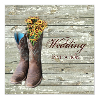 Country wedding invitations with boots