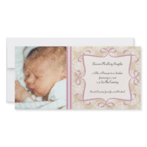 Floral Cream and Pink New Baby Photo Cards