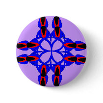 Floral Cross Blue Abstract Button