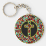 FLORAL CROSS KEY CHAIN