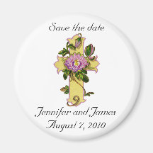 Floral Cross Save the Date Magnet