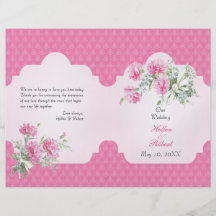 Floral Damask Elegant Wedding Ceremony Program Flyer