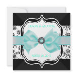 Floral Damask Wedding Invite with Bow invitations