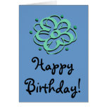Floral Design Blue Greeting Card