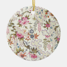 Floral design for silk material with stylised flow christmas ornament