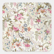 Floral design for silk material with stylised flow stickers
