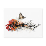 floral design with butterfly postcards