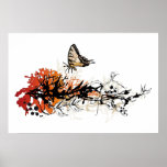 floral design with butterfly posters