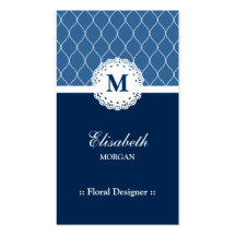 Floral Designer - Elegant Blue Lace Pattern Business Card
