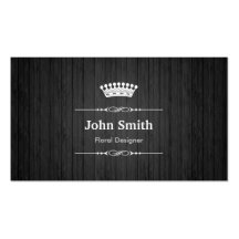 Floral Designer Royal Black Wood Grain Business Card Template